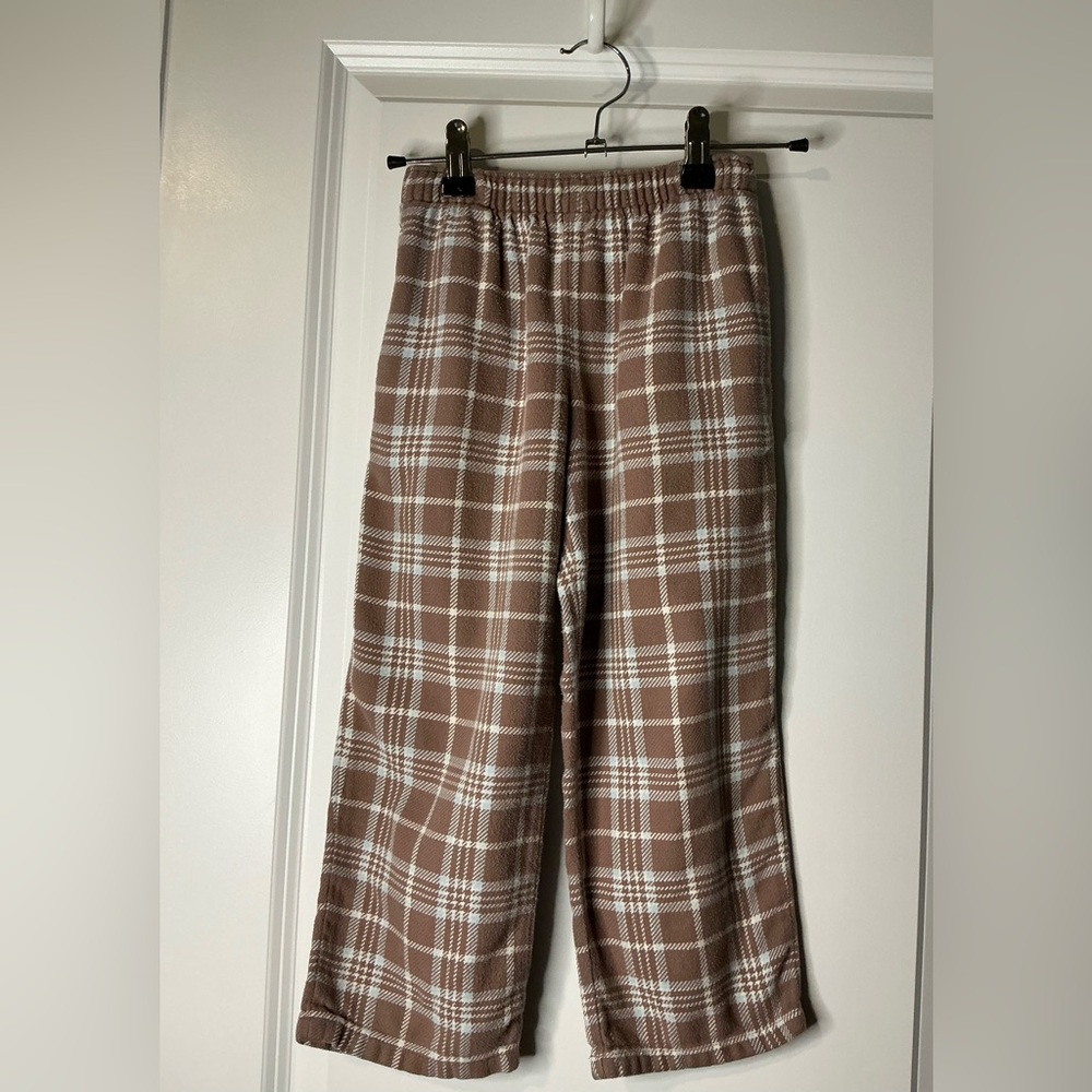 Mini Boden Vintage Brown Plaid Pull On Pants Size 5-6Y